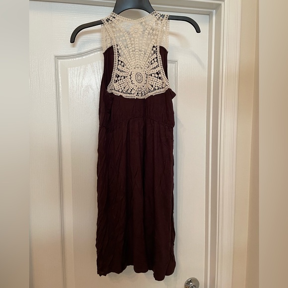 Pink Rose Swim coverup dress size Large- brown with ivory crochet back - Picture 6 of 7